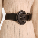 Round Buckle Leather Belt