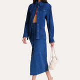 Althea Goat Suede Midi Skirt