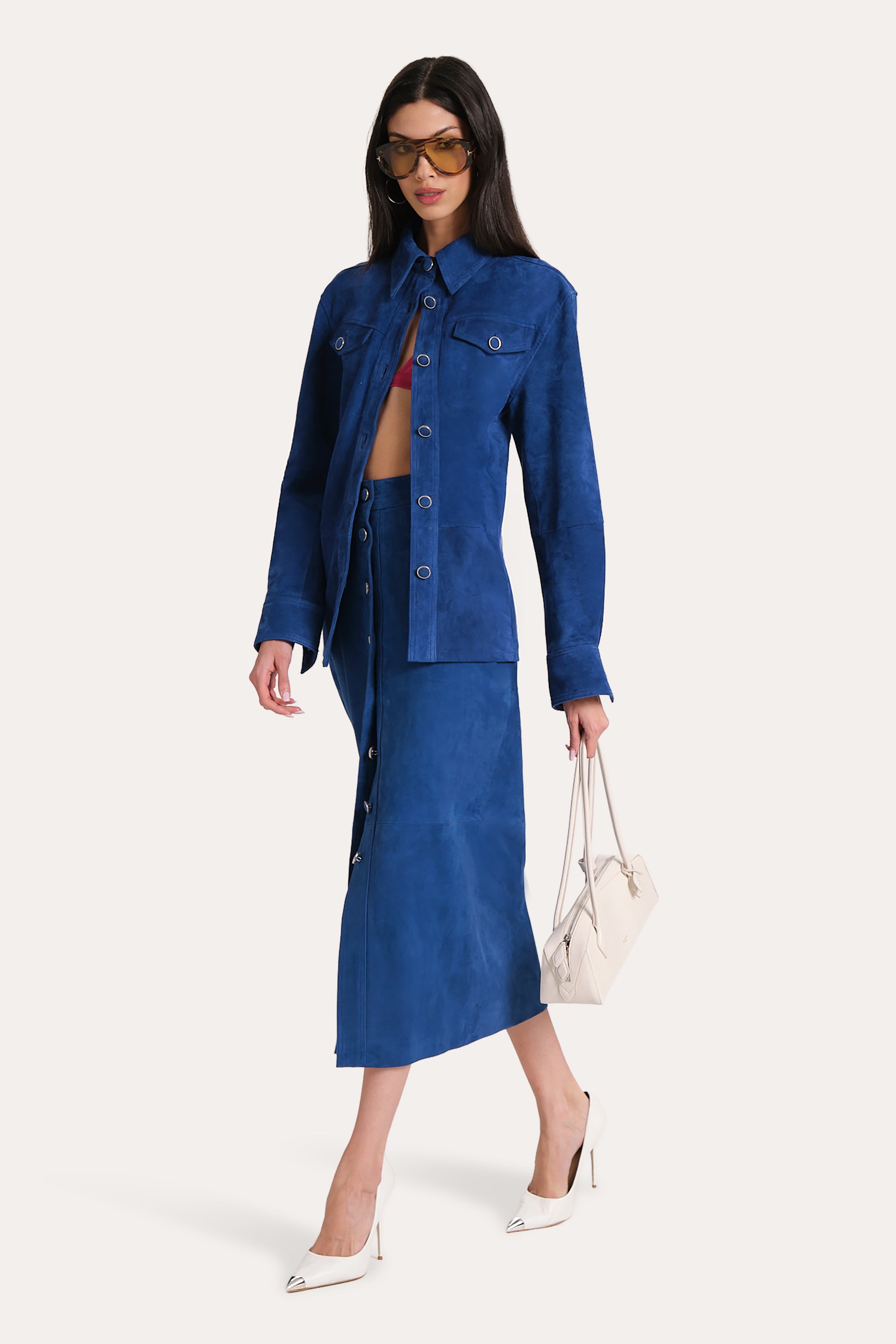 Althea Goat Suede Midi Skirt