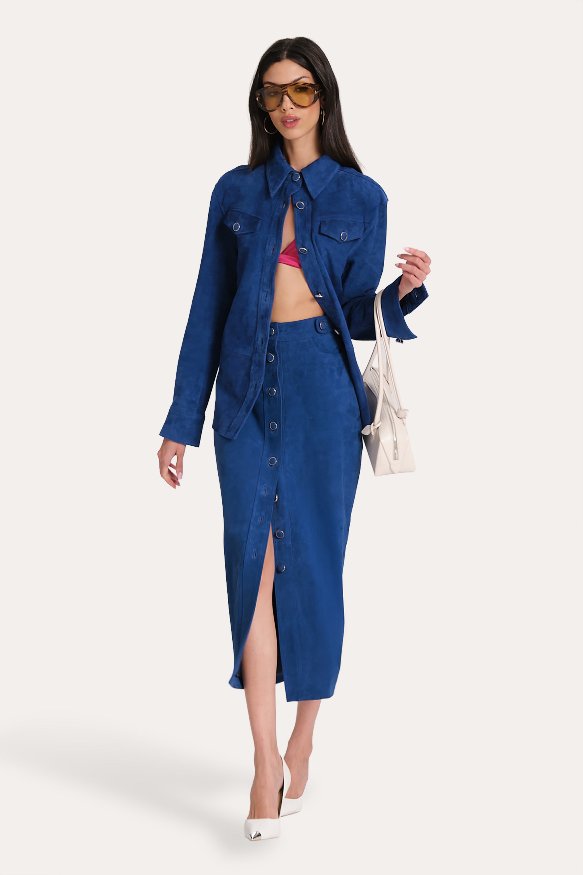 Althea Goat Suede Midi Skirt
