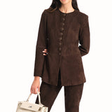 ANOUK GOAT SUEDE JACKET IN BITTER CHOCOLATE