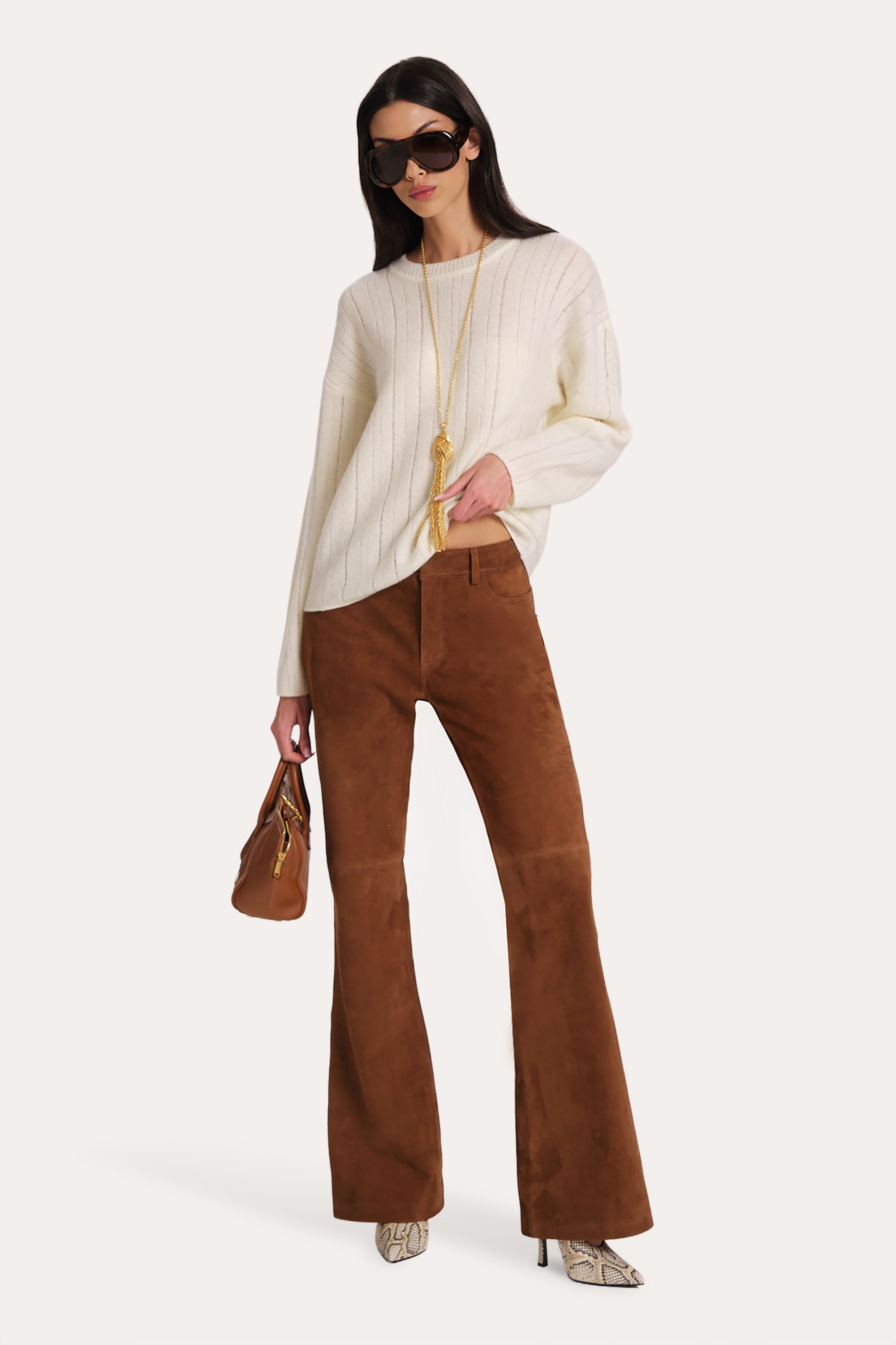 Anouk Goat Suede Flared Pants