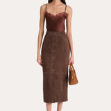 Althea Goat Suede Midi Skirt