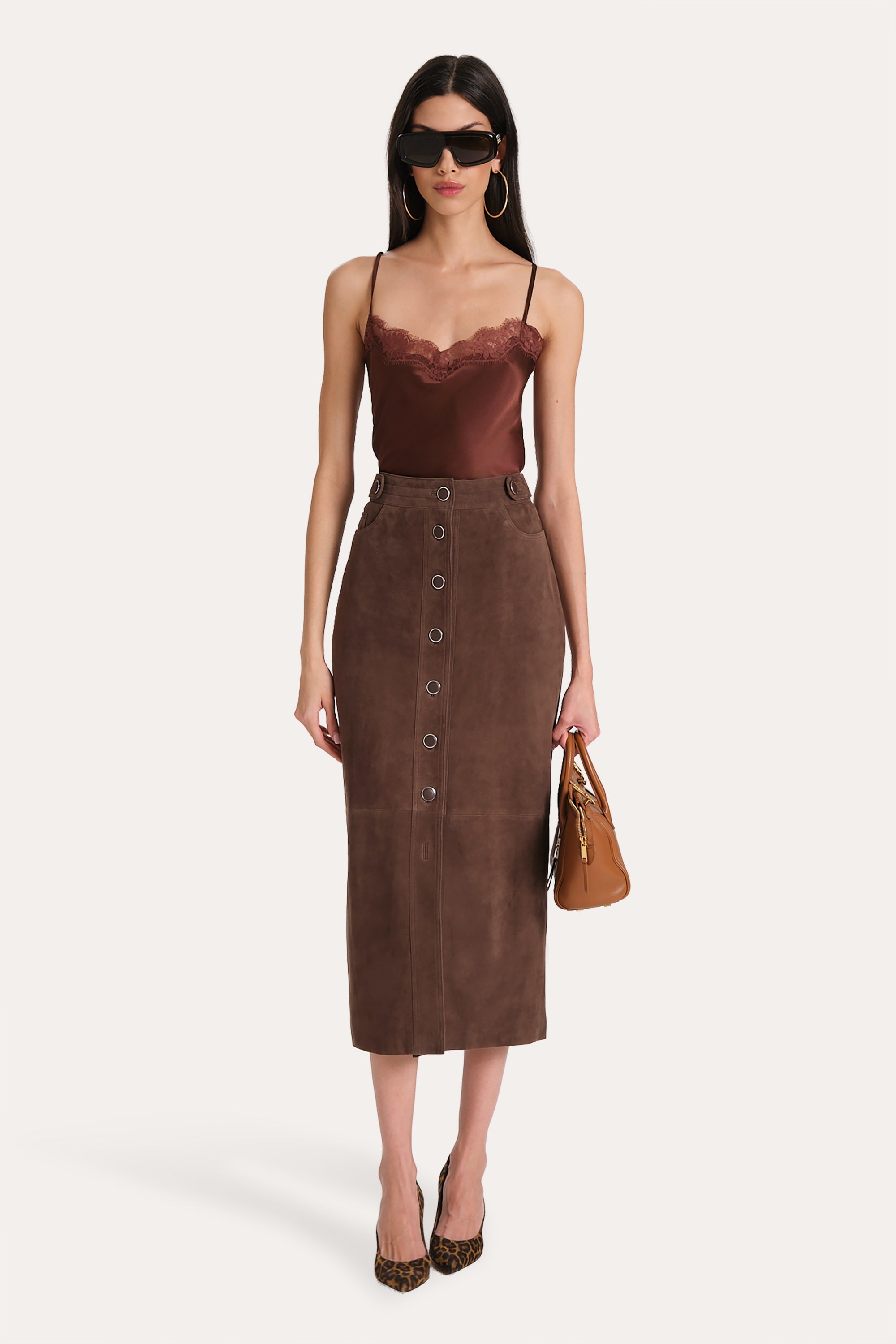 Althea Goat Suede Midi Skirt