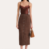 Althea Goat Suede Midi Skirt