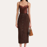 Althea Suede Midi Skirt