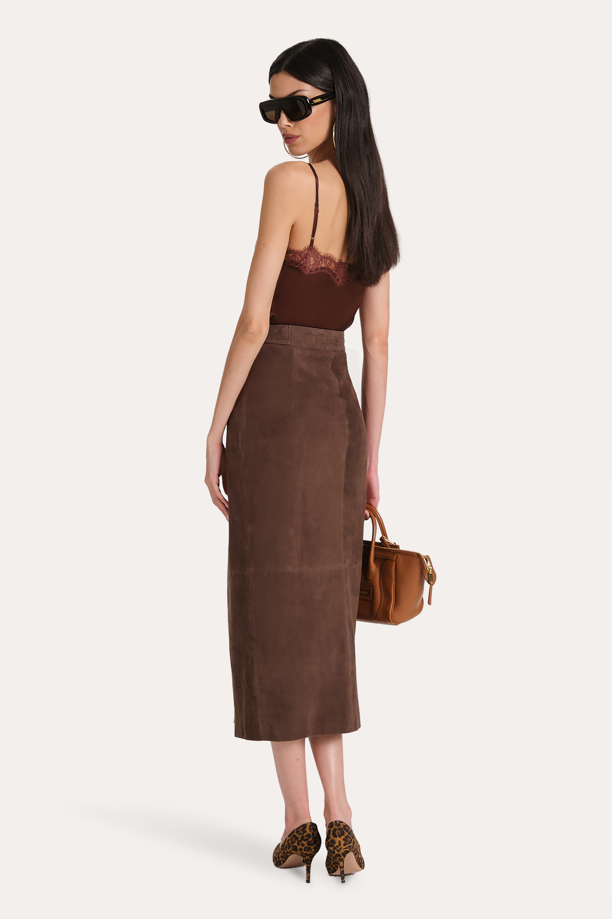 Althea Goat Suede Midi Skirt
