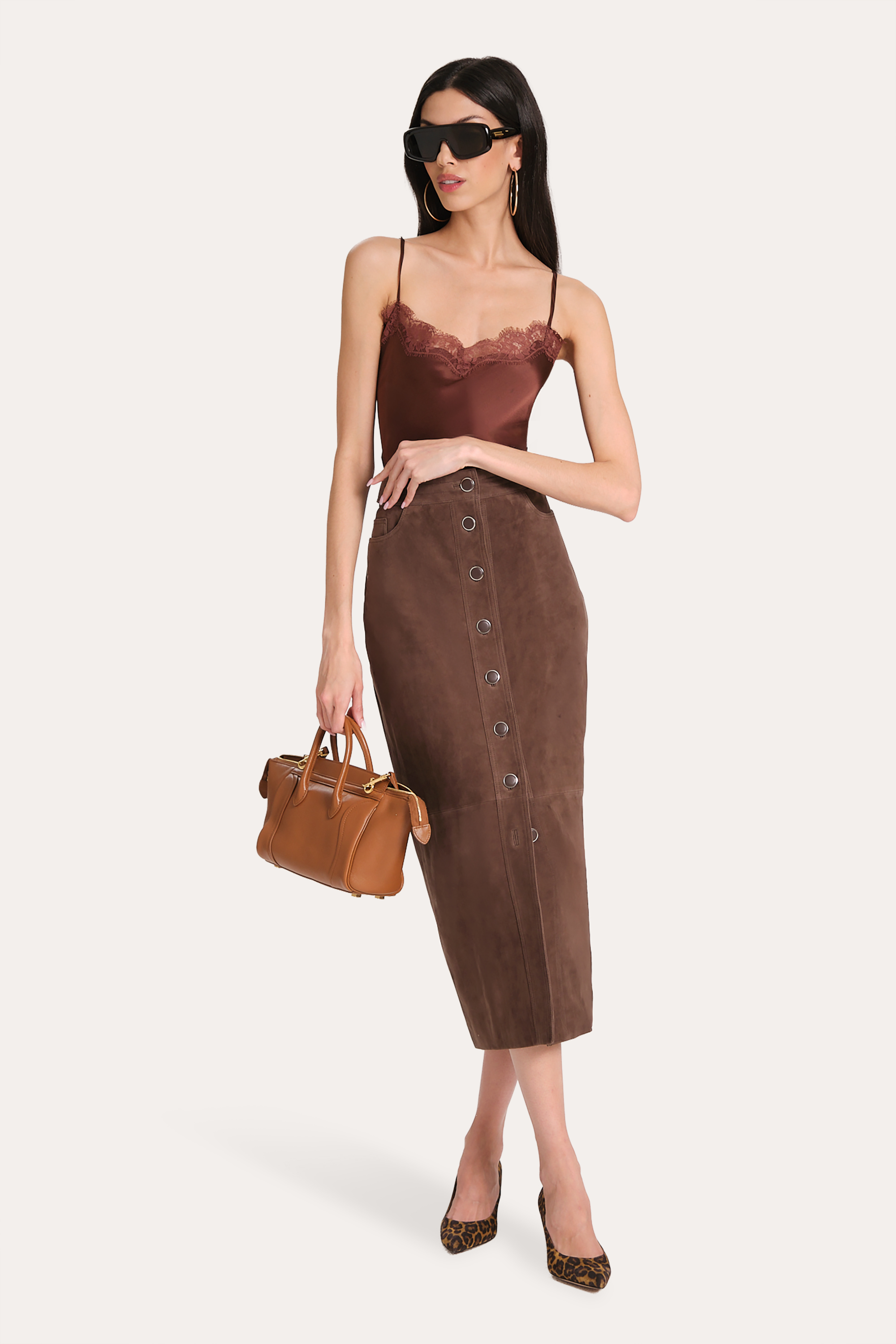 Althea Goat Suede Midi Skirt