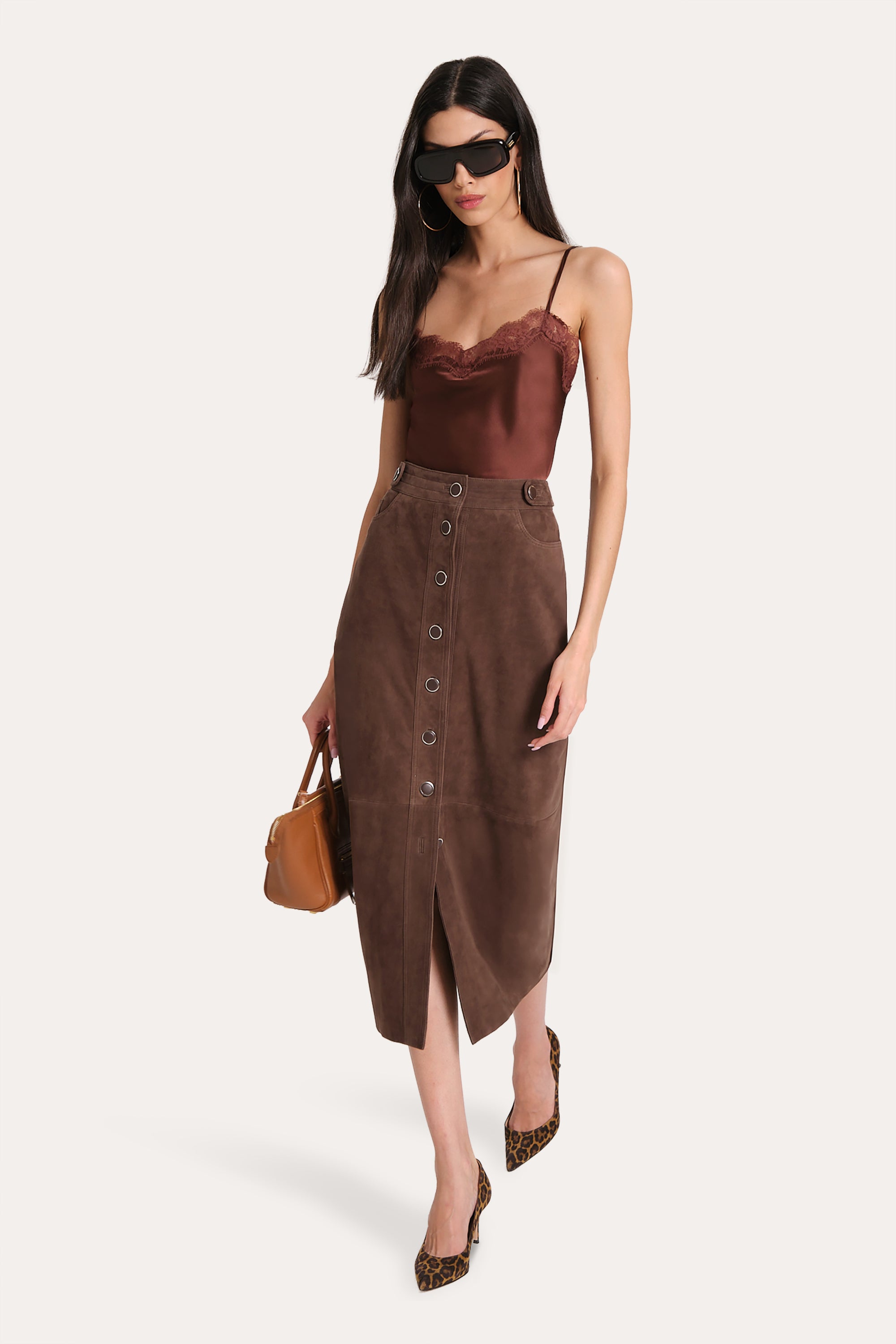 Althea Goat Suede Midi Skirt