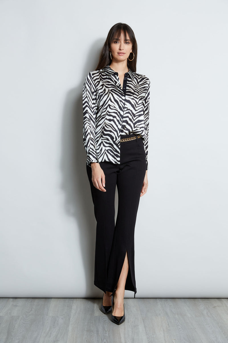 Silk Zebra Button Down Shirt