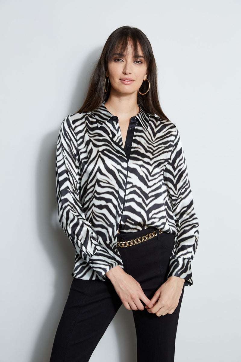 Silk Zebra Button Down Shirt