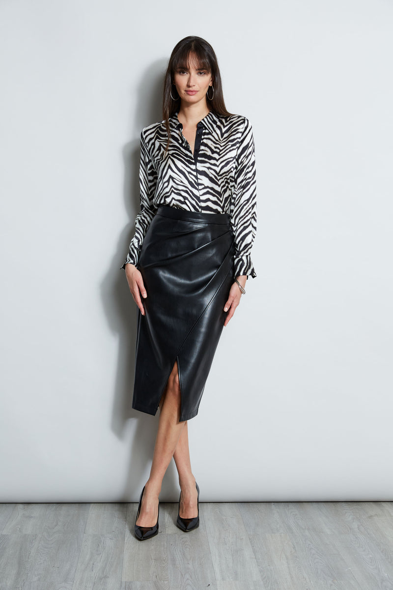 Jade Vegan Leather Column Skirt - Black - Petal & Pup USA