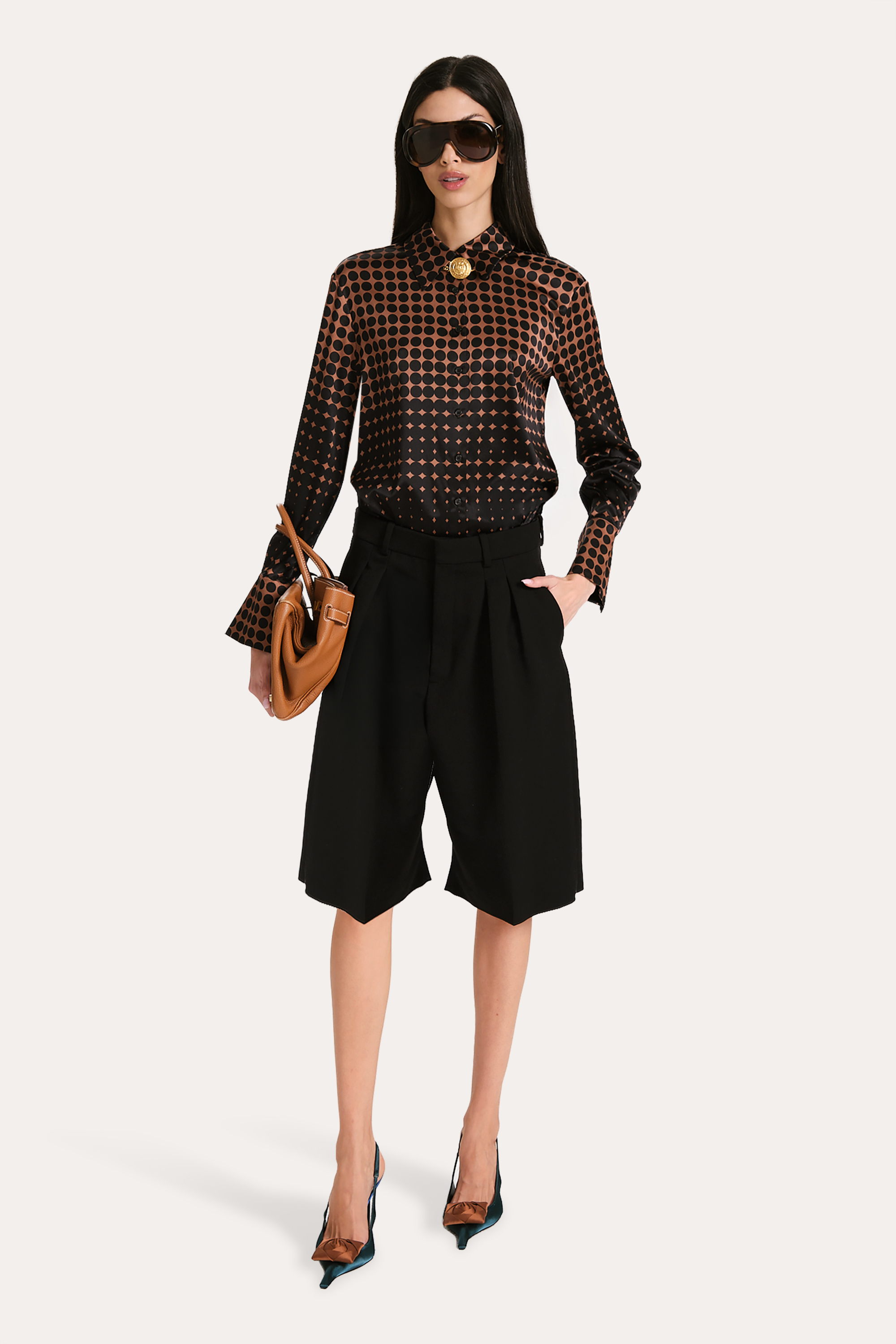 Morgan Silk Charmeuse Dot Shirt