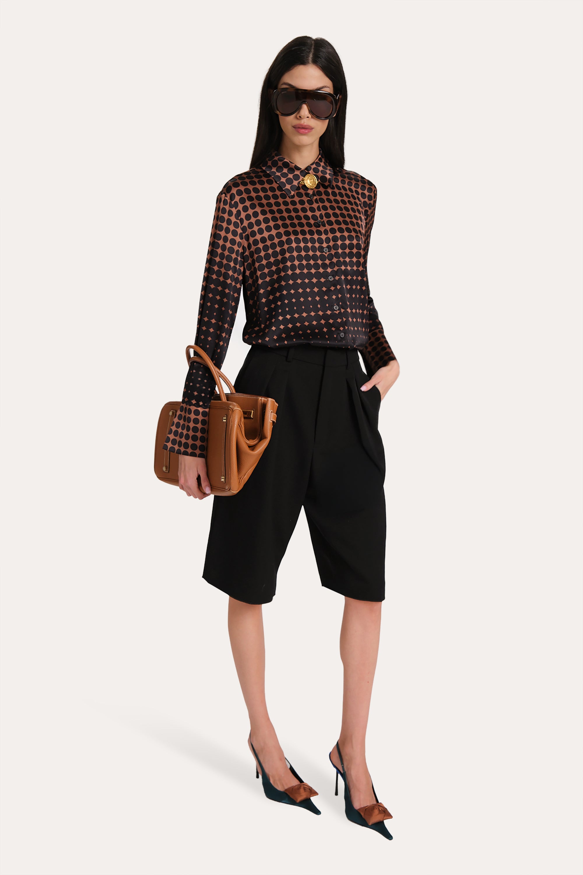 Morgan Silk Charmeuse Dot Shirt