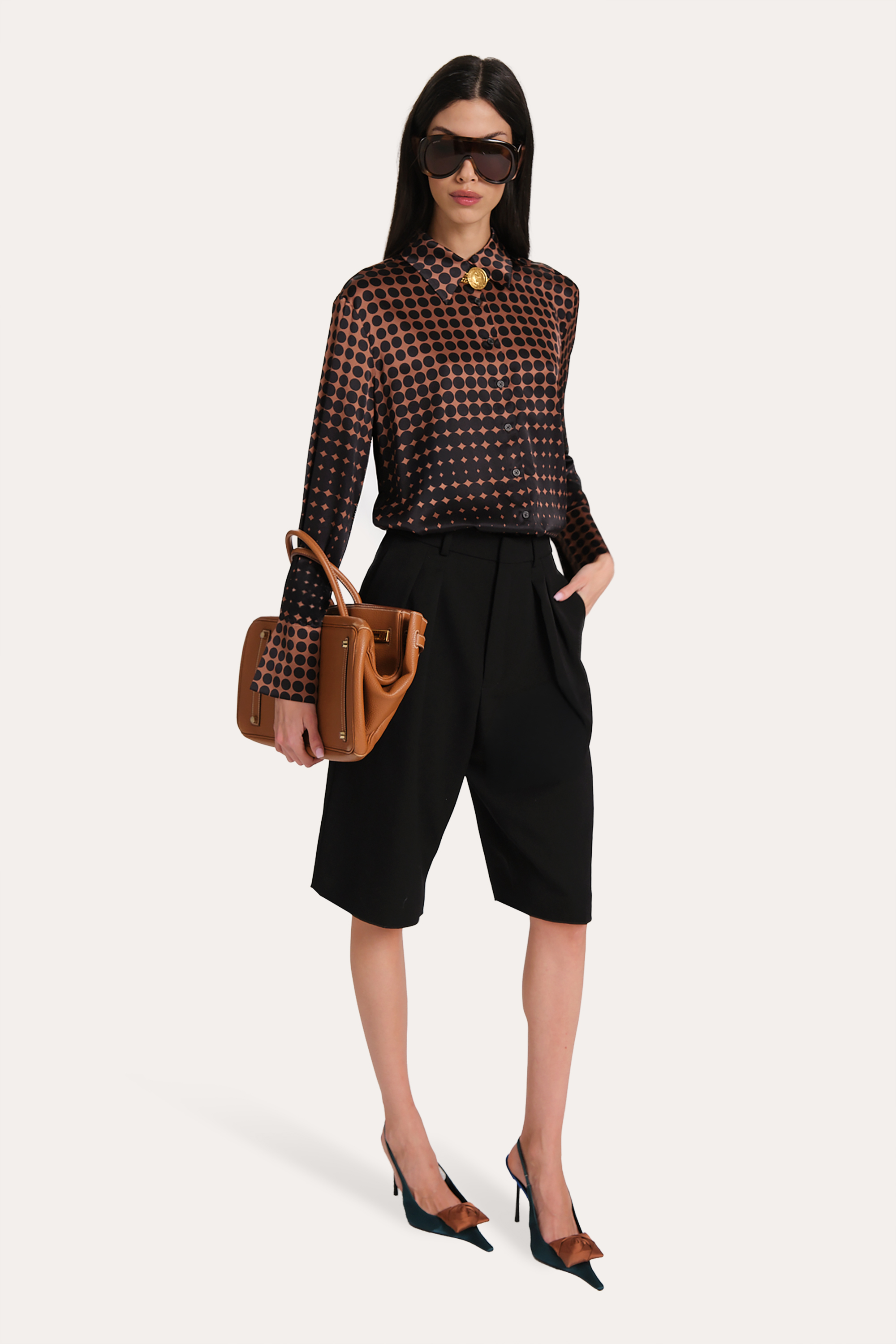 Morgan Silk Charmeuse Dot Shirt