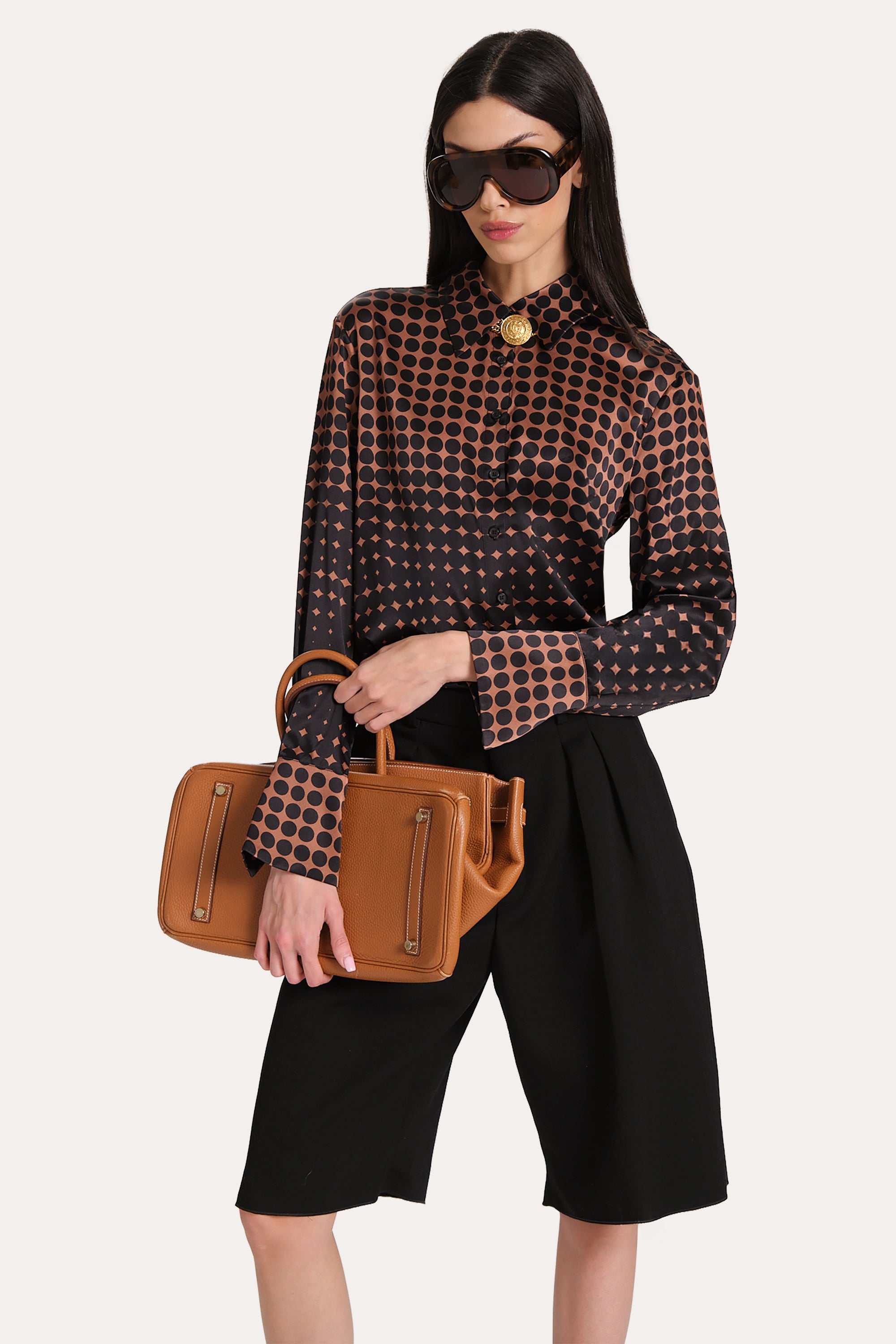 Morgan Silk Charmeuse Dot Shirt