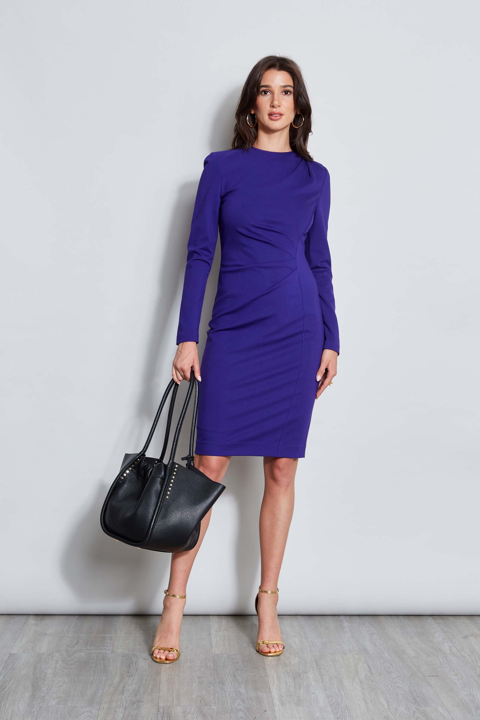Ruched Long Sleeve Knit Dress Elie Tahari Ruched Long Sleeve Knit Dress Elie Tahari