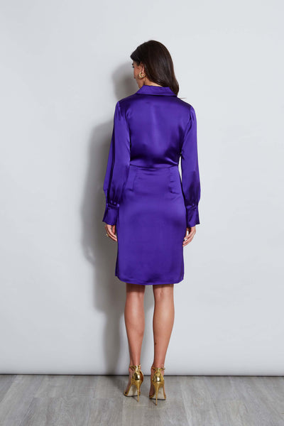 Long Sleeve Satin Wrap Dress Image 5