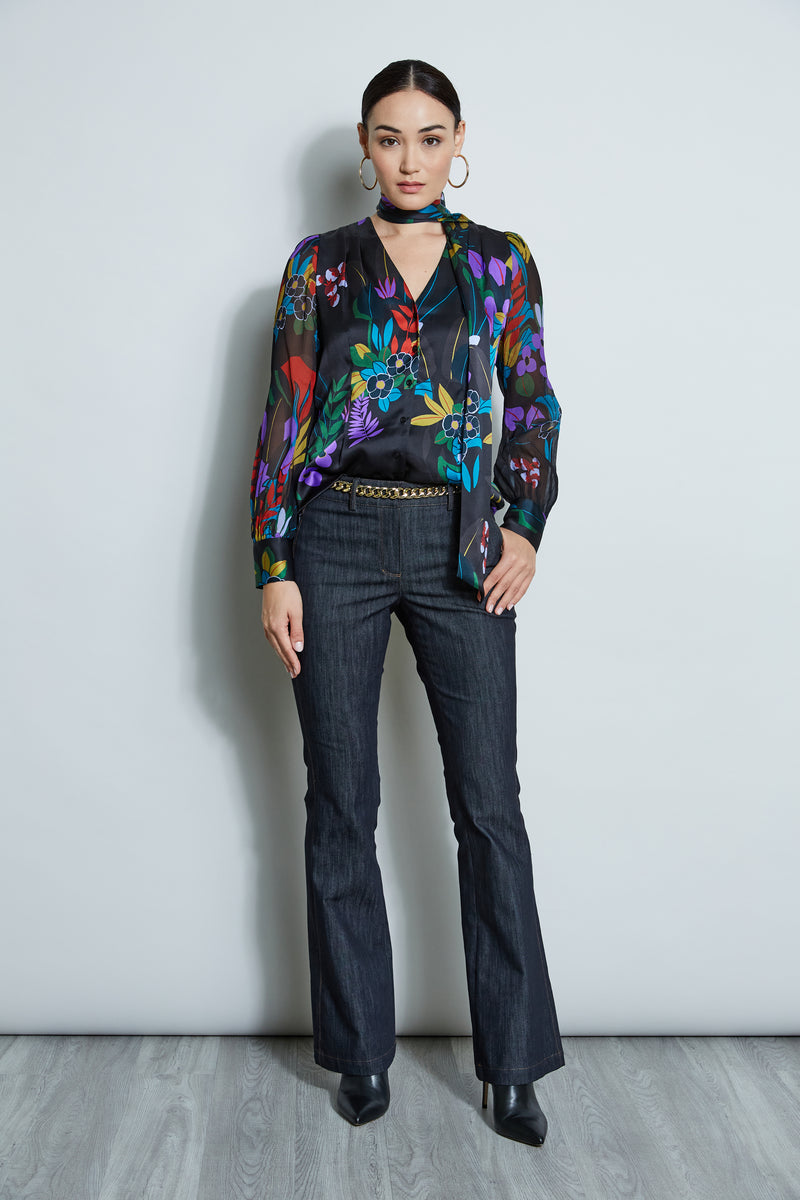 Silk Floral Tie Shirt