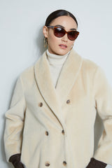 Faux Fur Double Breasted Coat
