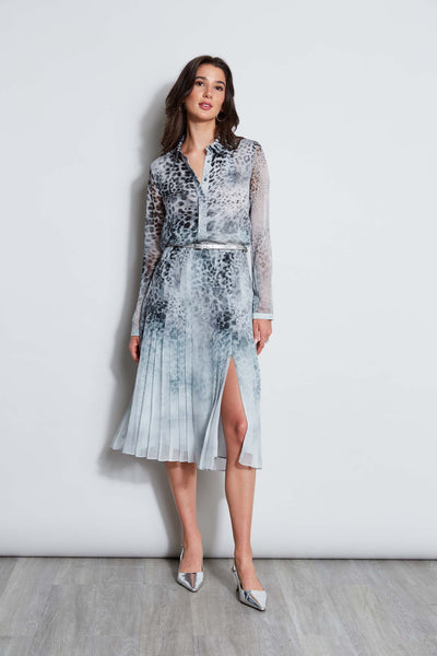 Silk Chiffon Pleated Cheetah Skirt Image 4