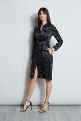 Silk Cube Dot Shirt Dress