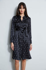 Silk Cube Dot Shirt Dress