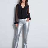 Metallic Stretch Twill Jeans