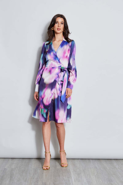Moire Floral Wrap Dress Image 1
