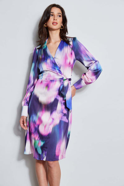 Moire Floral Wrap Dress Image 2