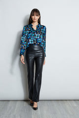 Deco Cubist Silk Satin Shirt