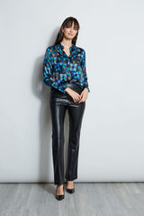 Deco Cubist Silk Satin Shirt