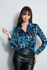 Deco Cubist Silk Satin Shirt