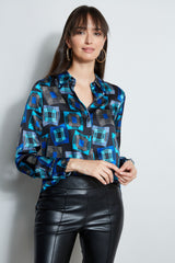 Deco Cubist Silk Satin Shirt