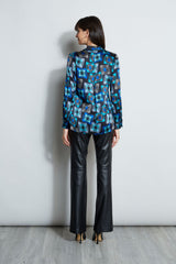 Deco Cubist Silk Satin Shirt