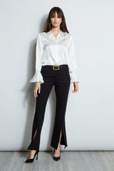 Silk Satin Ruffle Cuff Shirt