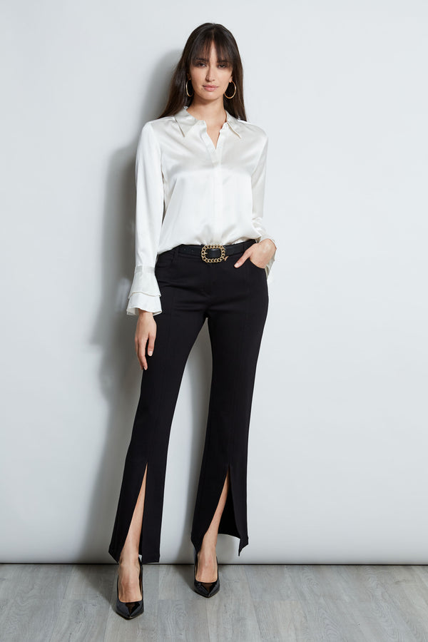 Silk Satin Ruffle Cuff Shirt