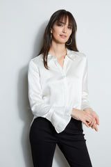 Silk Satin Ruffle Cuff Shirt