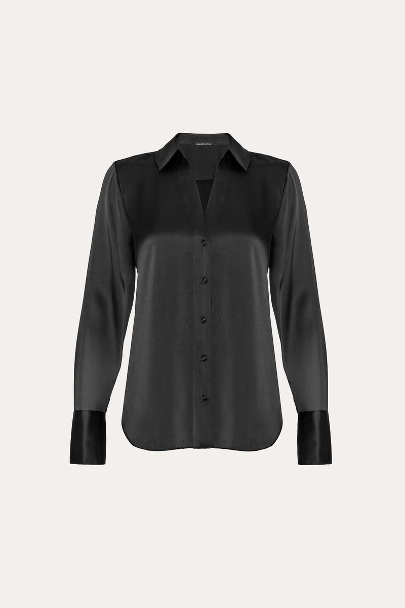 Silk Satin Button Down Shirt