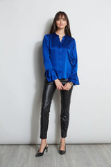 Silk Satin Ruffle Cuff Shirt