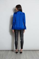 Silk Satin Ruffle Cuff Shirt
