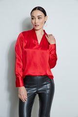 Silk Satin Contour Neck Shirt