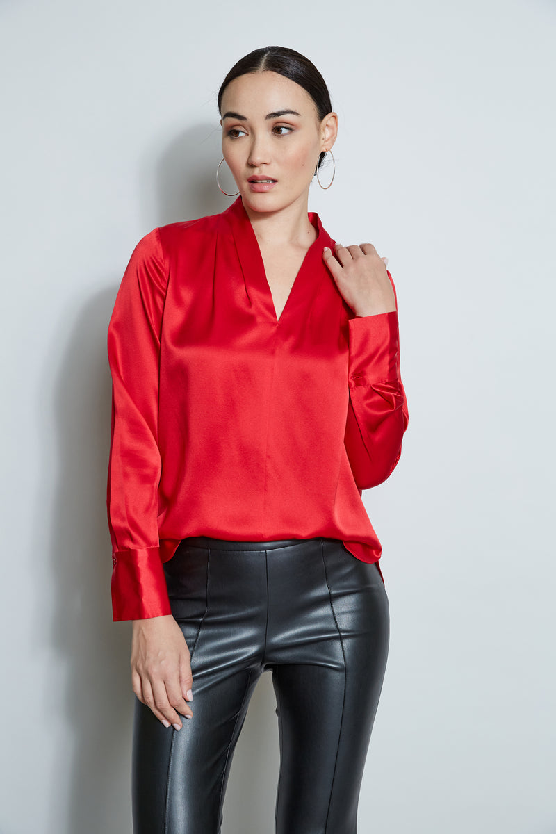 Silk Satin Contour Neck Shirt