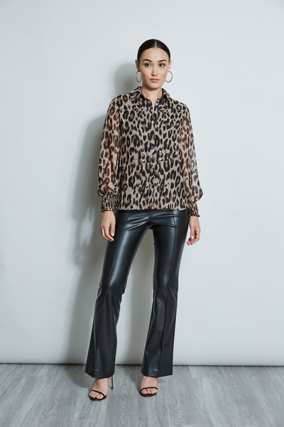 T-Tahari Metallic Kissed Leopard Shirt Image 3