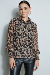 T-Tahari Metallic Kissed Leopard Shirt