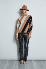 T-Tahari Mock Neck Stripe Sweater