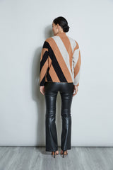 T-Tahari Mock Neck Stripe Sweater