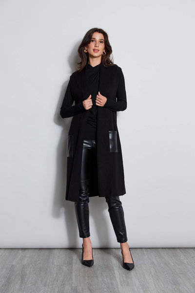 T-Tahari Vegan Leather Pocket Vest Image 2