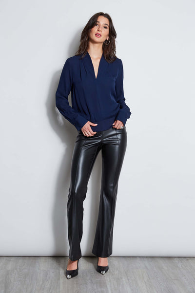 Silk Contour Neck Rib Trim Shirt Image 2