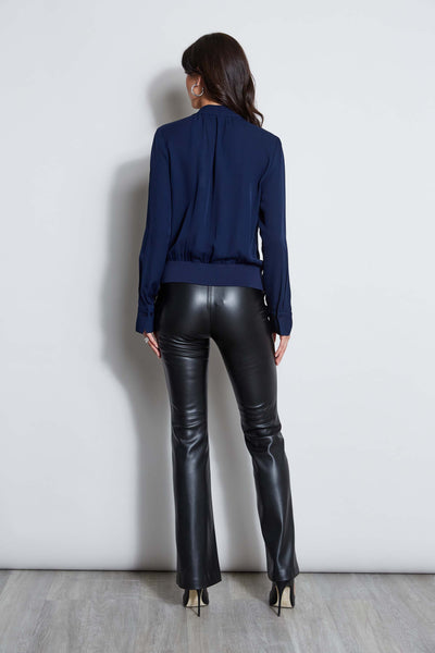 Silk Contour Neck Rib Trim Shirt Image 4